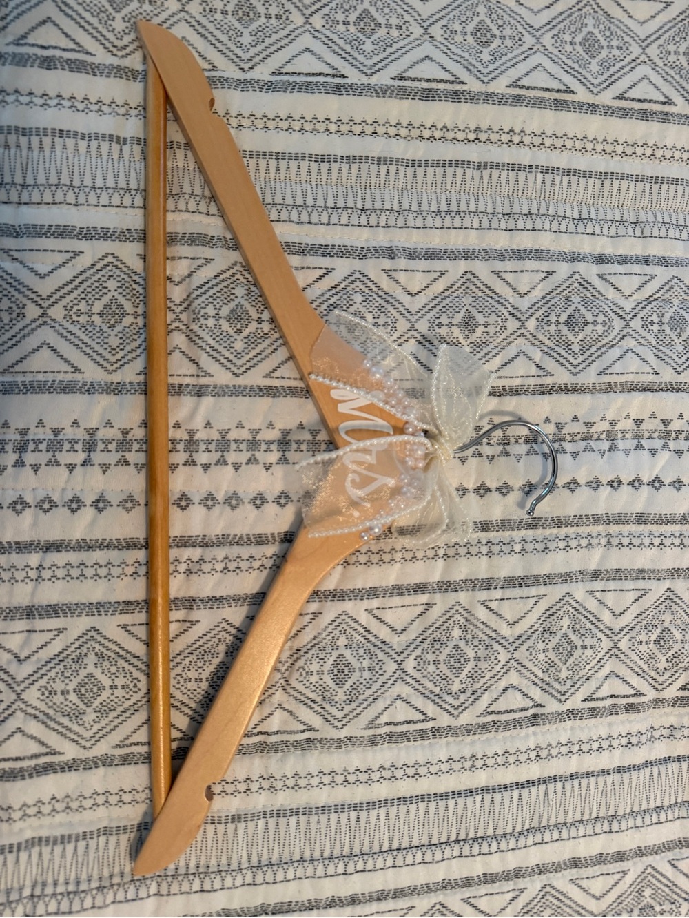 Mrs. Wooden Bridal Hanger with Pearl Accents - Picture 3 of 4